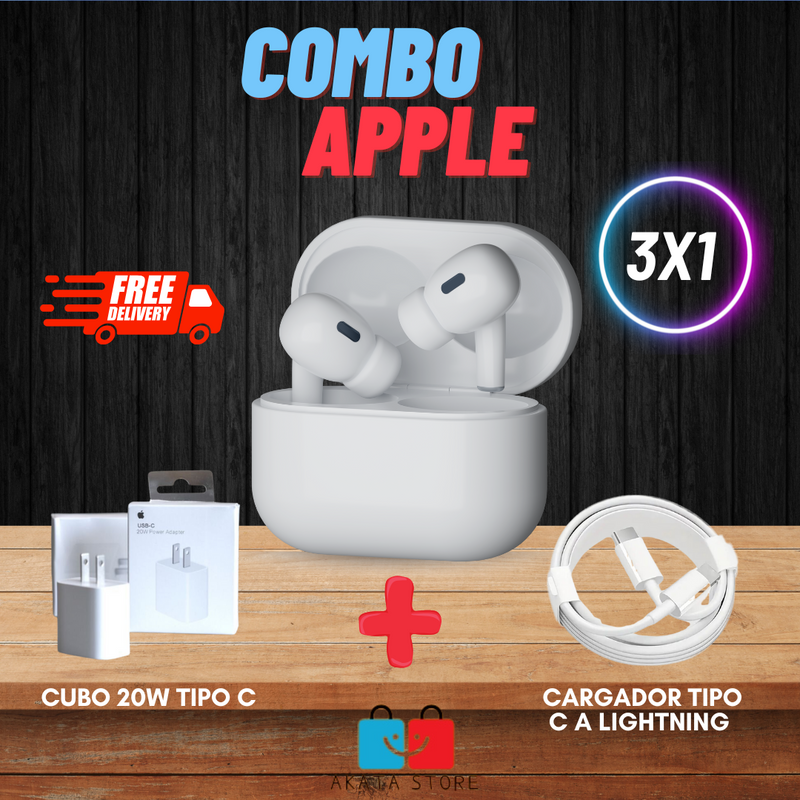 AIRPODS PRO 2 + CUBO + CABLE 3X1